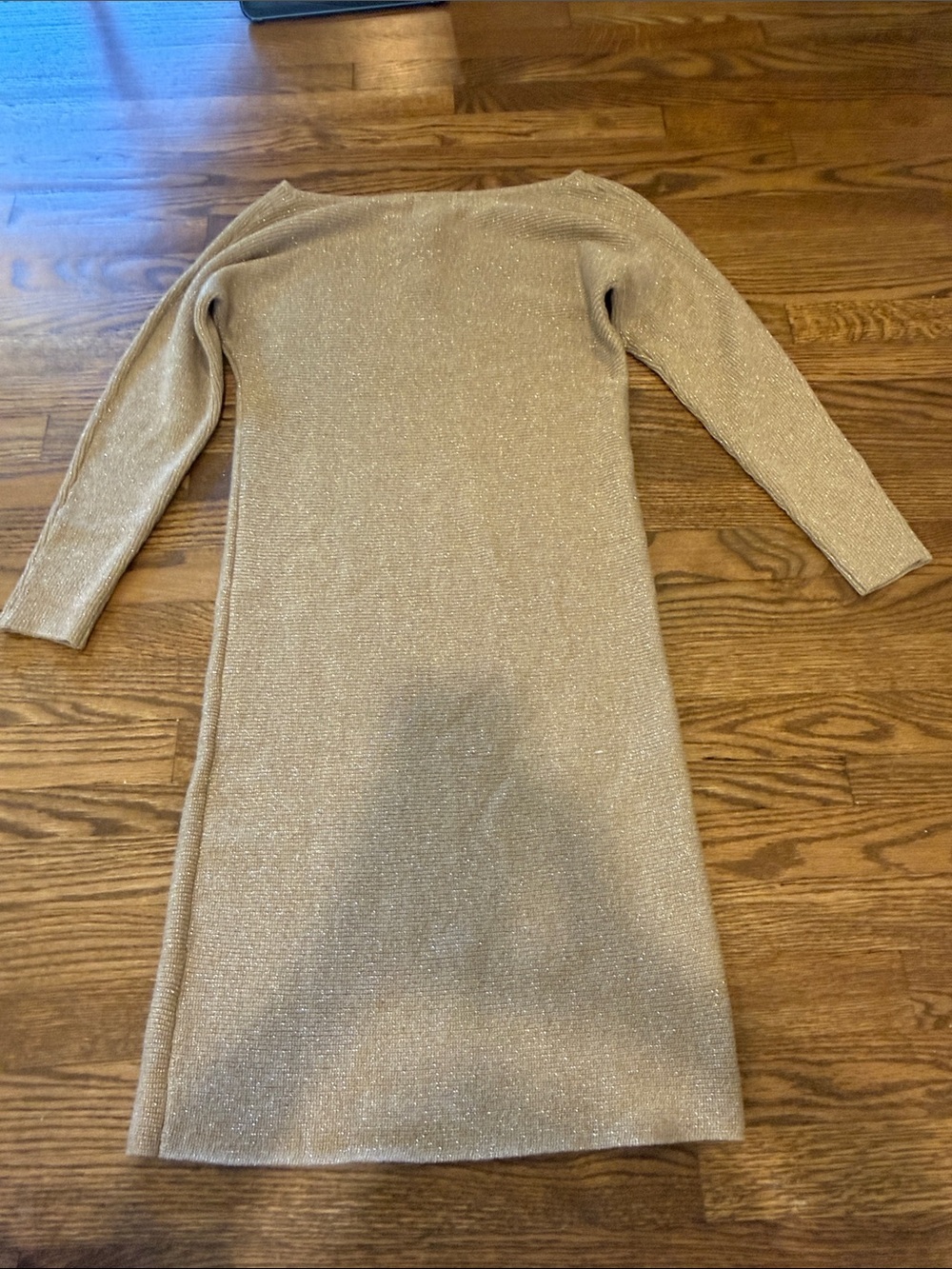 Reiss Metallic Tan Knit Long Sleeve Dress Size XS - Picture 4 of 4